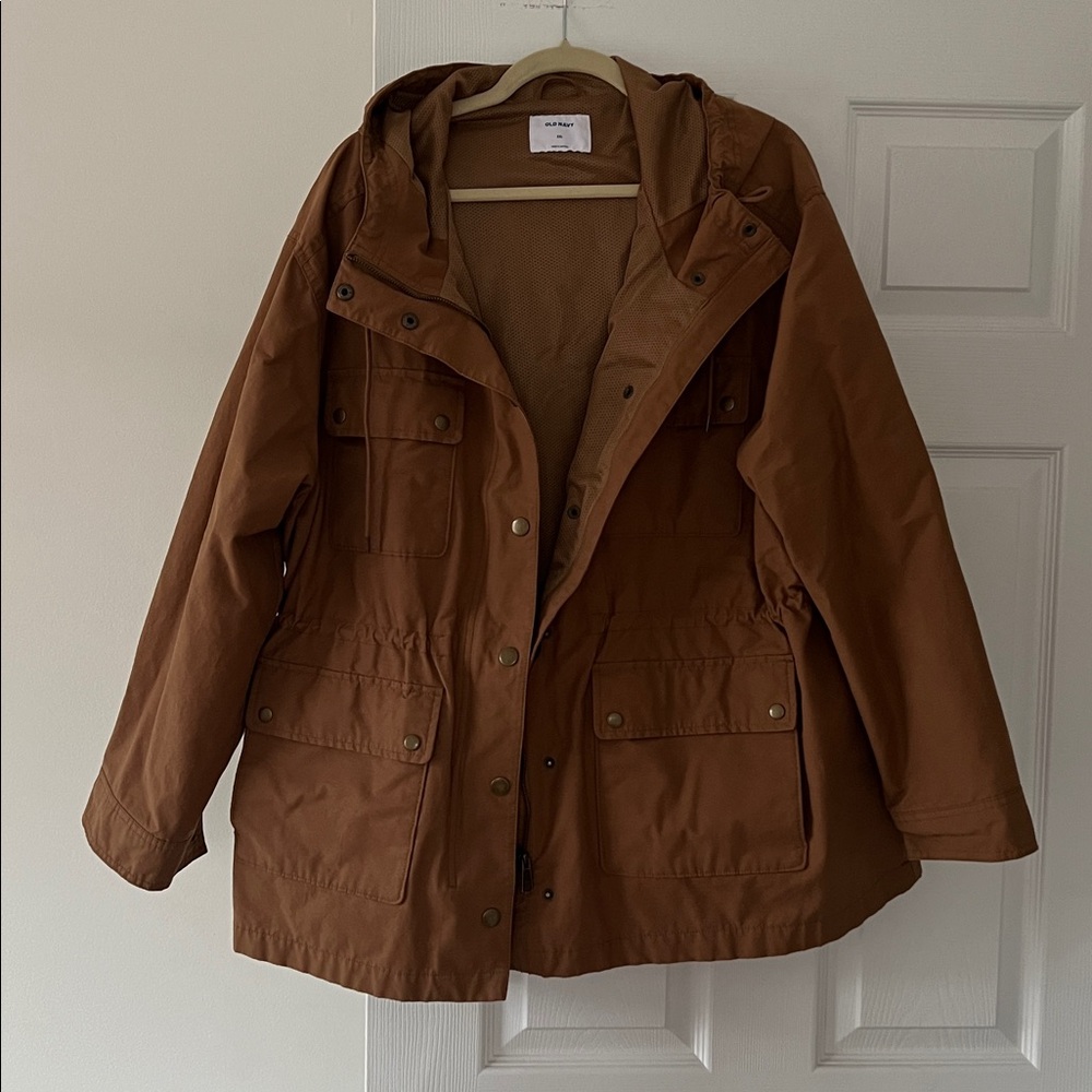 Old Navy Women's Brown Hooded Cargo Jacket